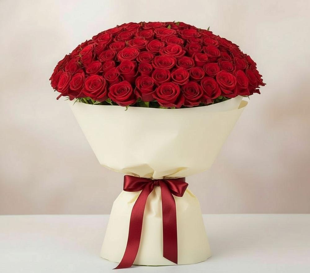 Букет 101 Красная роза Милано в Коммунаре Курской области