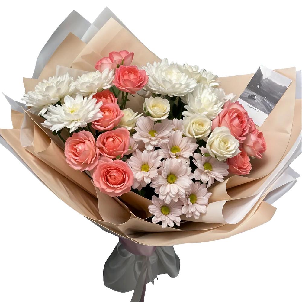 Букет цветов из: Розы и Хризантемы в Коммунаре Курской области