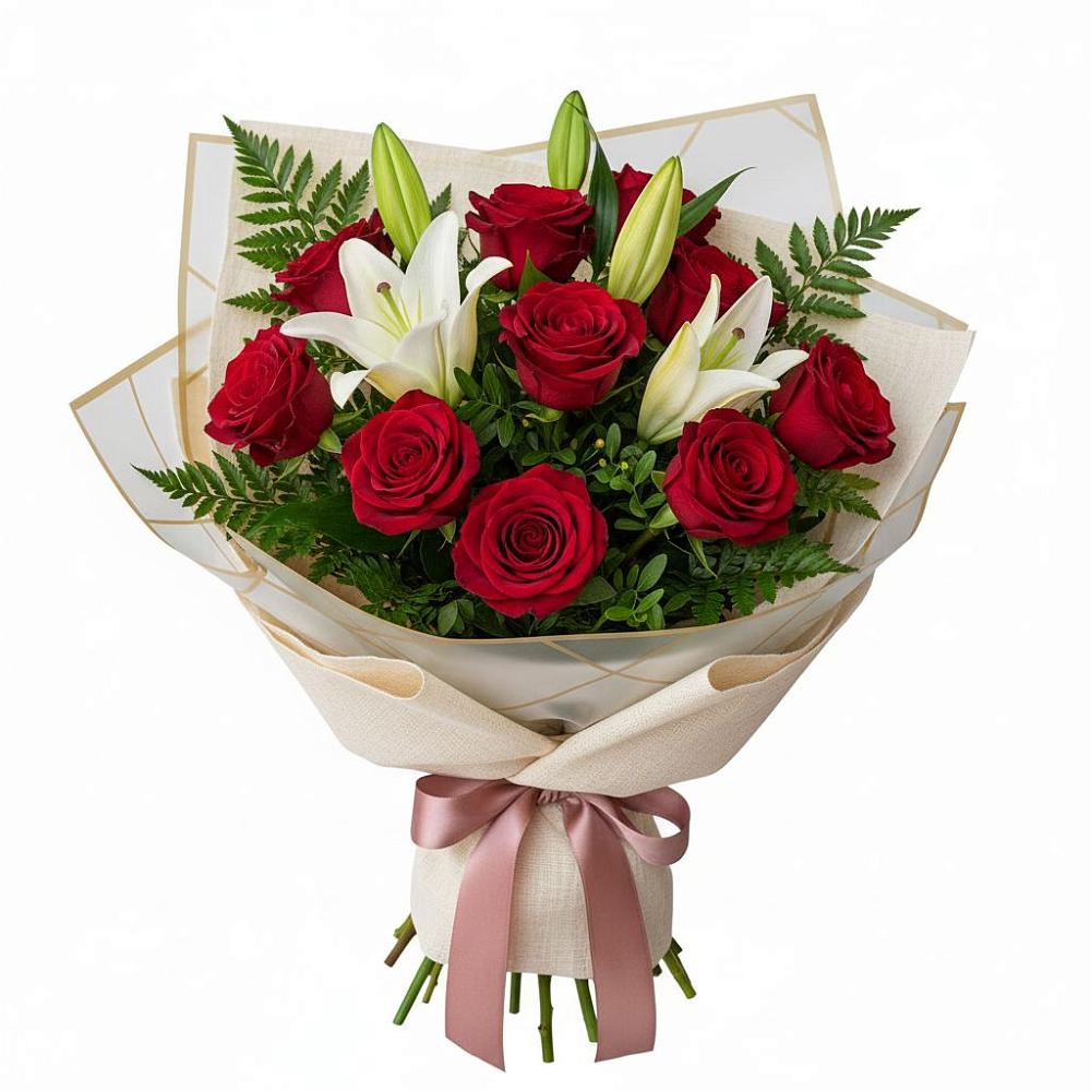 Букет цветов из: Лилии и Розы в Коммунаре Курской области