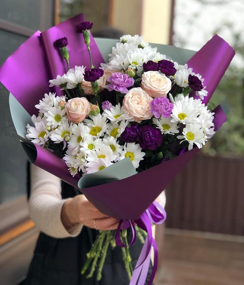 Букет цветов из: Хризантемы, Гвоздики и Розы в Коммунаре Курской области