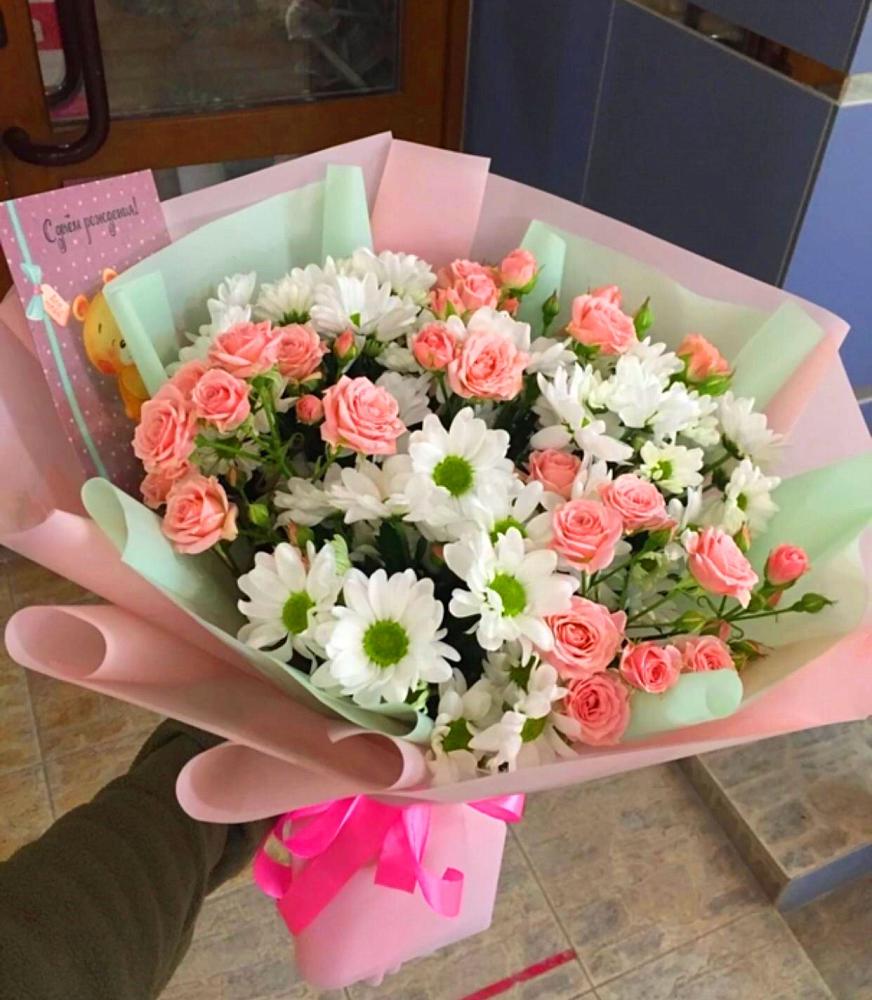 Букет цветов из: Розы и Хризантемы в Коммунаре Курской области