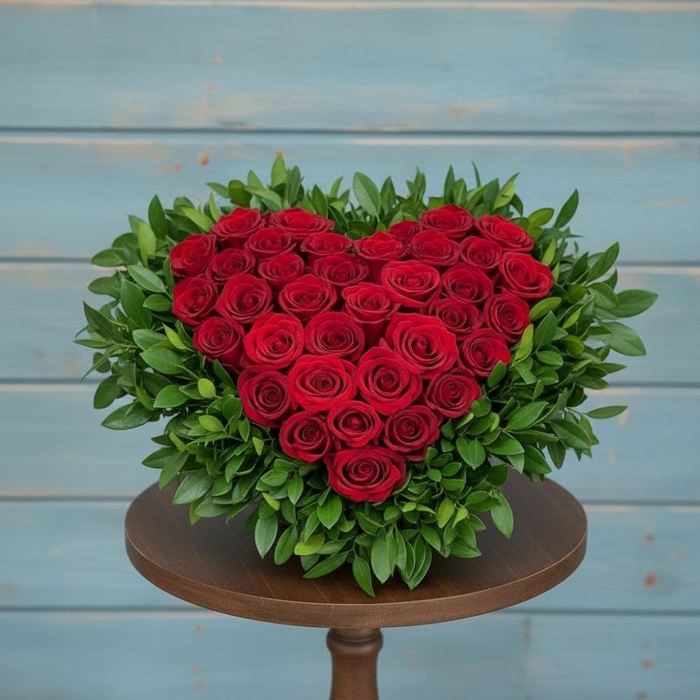 Цветочная композиция из Розы в виде сердца в Коммунаре Курской области