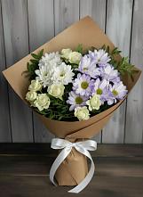 Букет цветов из:  Хризантемы и Розы в Коммунаре Курской области