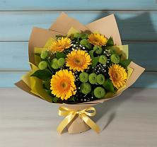 Букет цветов из:  Герберы и Хризантемы в Коммунаре Курской области