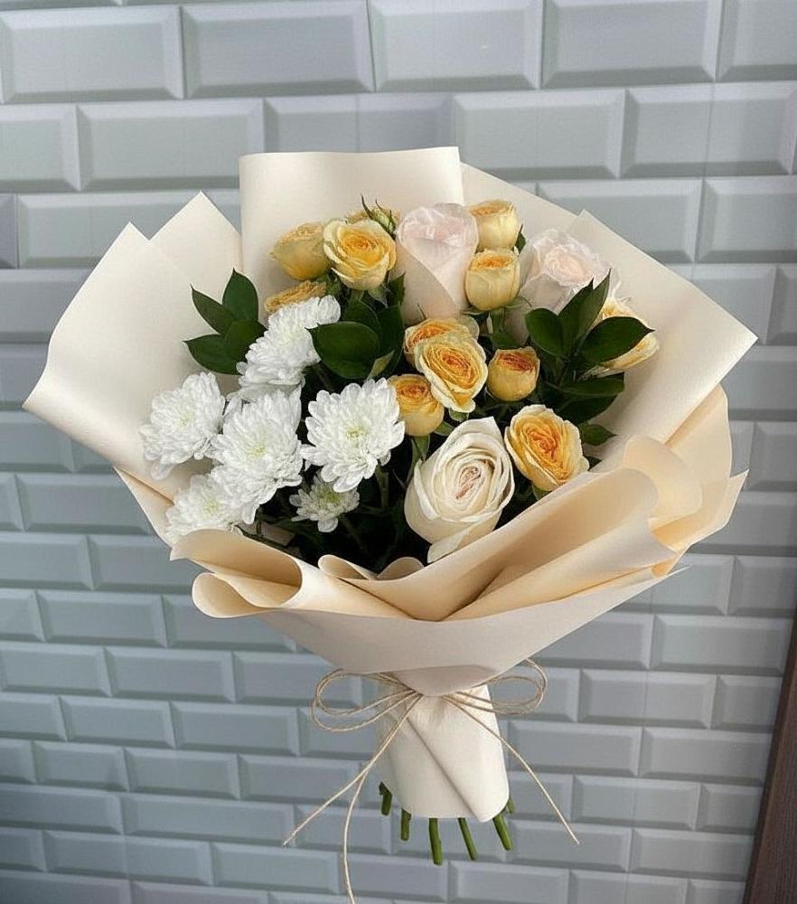 Букет цветов из: Розы и Хризантемы в Коммунаре Курской области