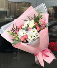Букет цветов из:  Розы, Лизиантусы и Хризантемы в Коммунаре Курской области