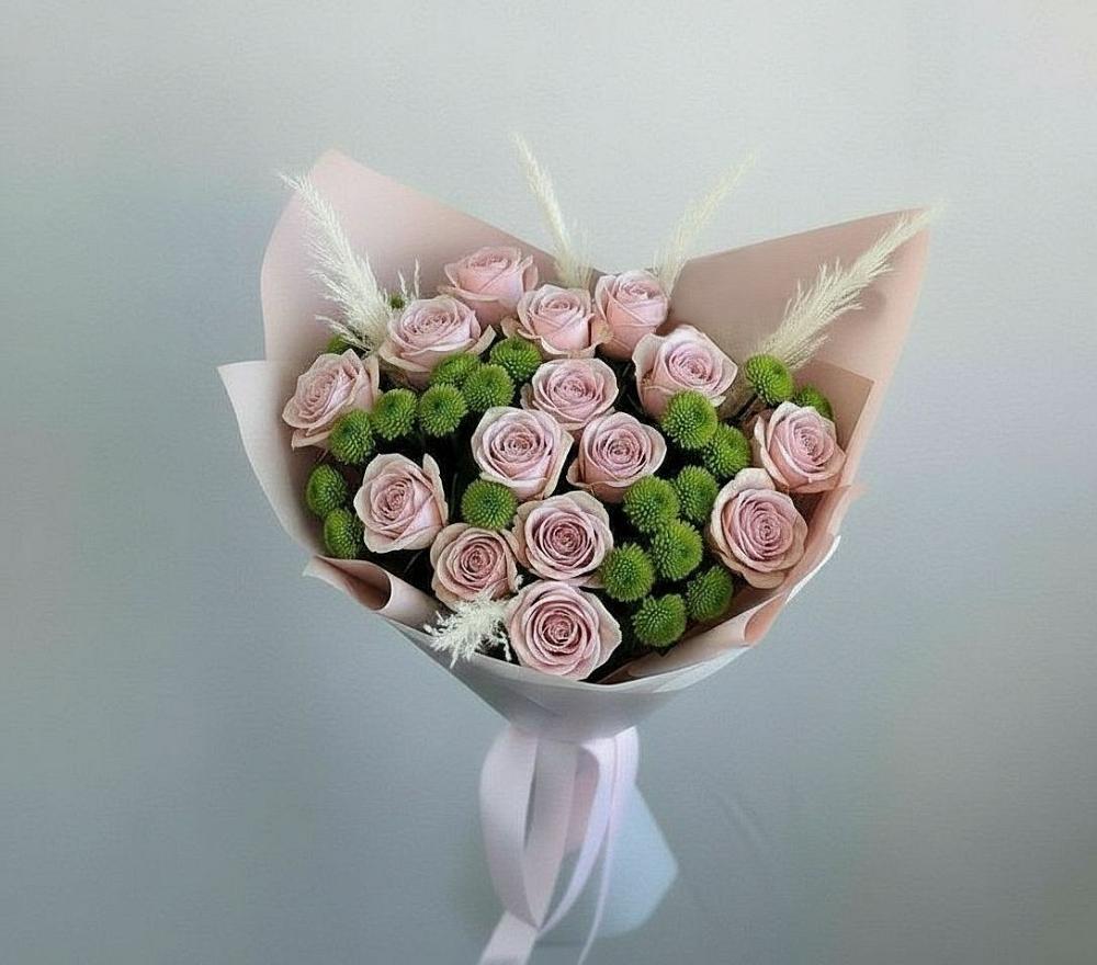 Букет цветов из: Розы и Хризантемы в Коммунаре Курской области