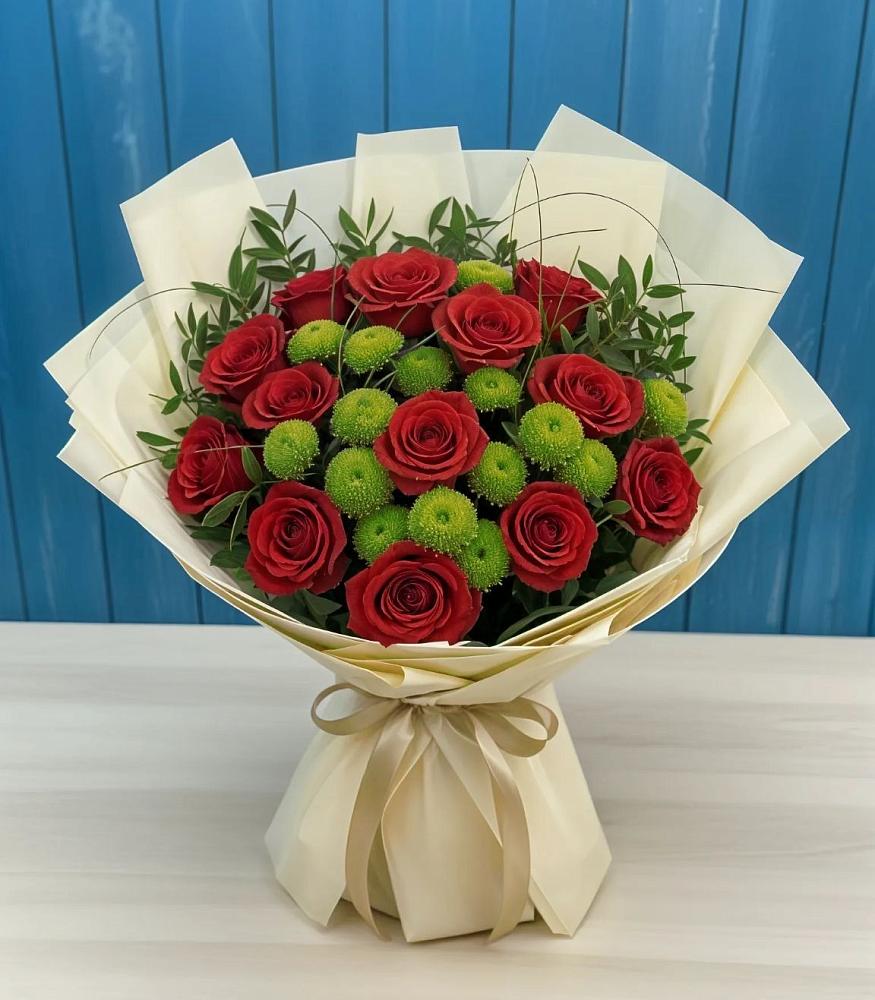 Букет цветов из: Розы и Хризантемы в Коммунаре Курской области
